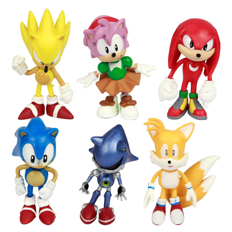 Conjunto 6 Bonecos Super Sonic, bonecos de aprox 12cm, Sonic Bonecos